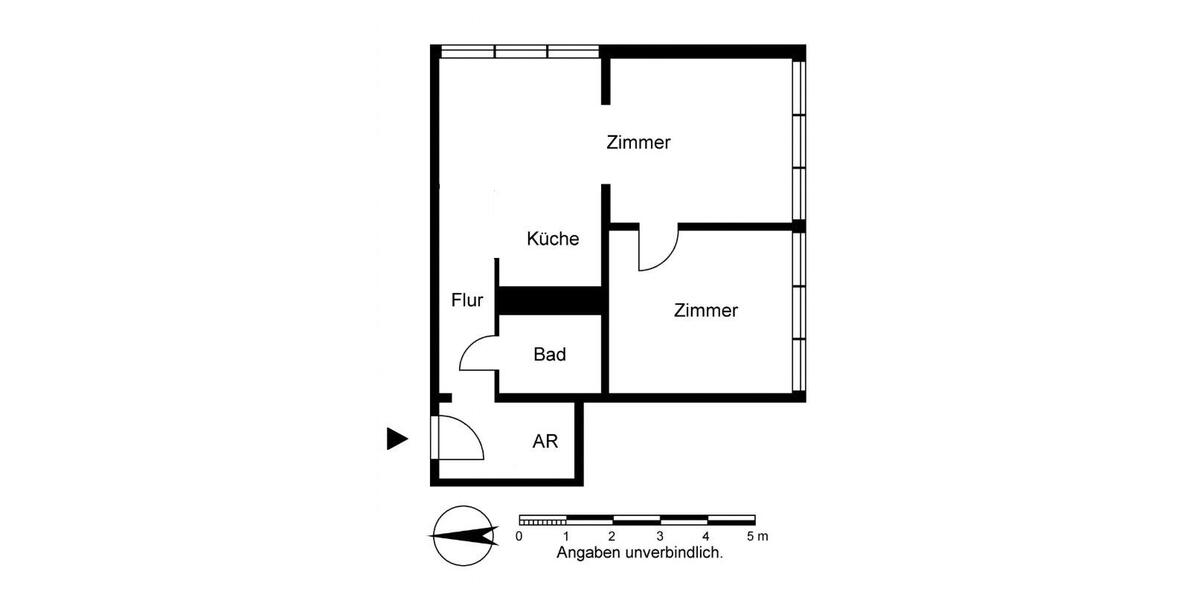 Etagenwohnung Frankfurt (Oder) Booßen - 2 Zimmer, 54 m&sup2;, 483&euro; | Angebot:25753478
