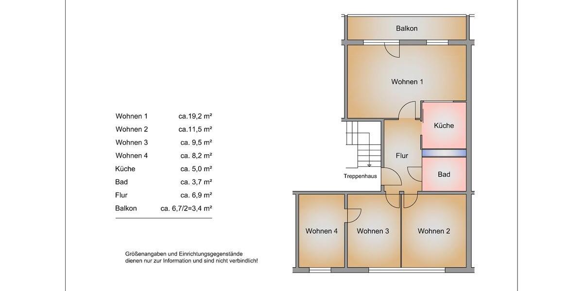 Etagenwohnung Frankfurt (Oder) Beresinchen - 4 Zimmer, 66 m&sup2;, 531&euro; | Angebot:25750943
