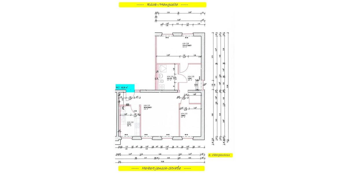 Etagenwohnung Frankfurt (Oder) Booßen - 3 Zimmer, 82 m&sup2;, 865&euro; | Angebot:25547996