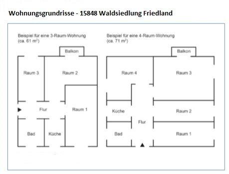Etagenwohnung Beeskow - 3 Zimmer, 61 m&sup2;, 479&euro; | Angebot:25987991