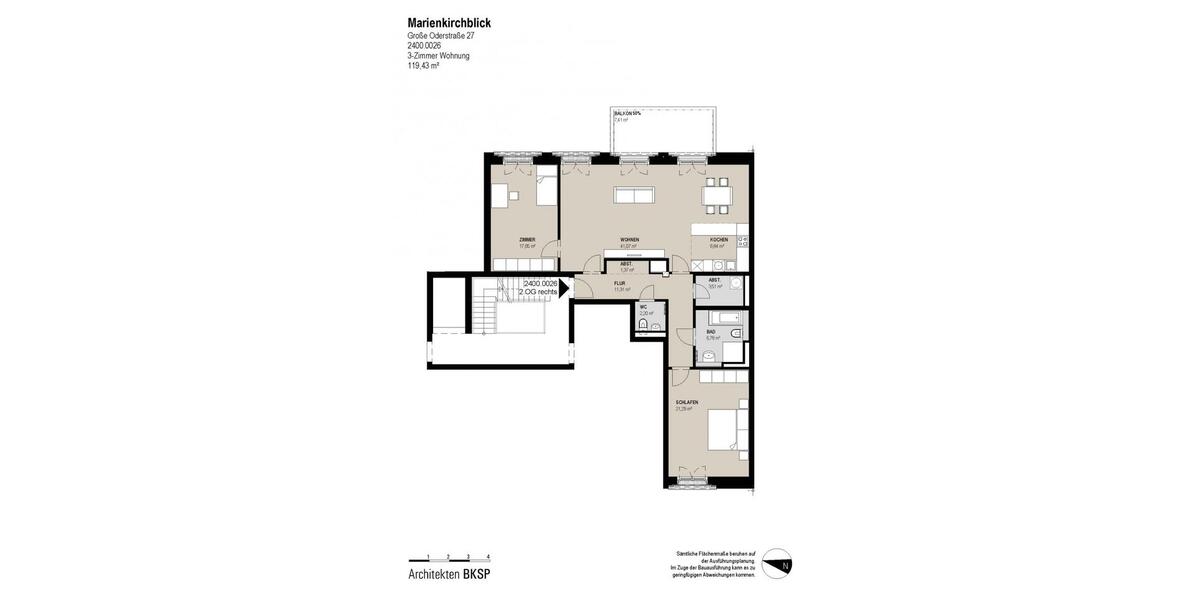 Etagenwohnung Frankfurt (Oder) - 3 Zimmer, 119 m&sup2;, 1.553&euro; | Angebot:24803154