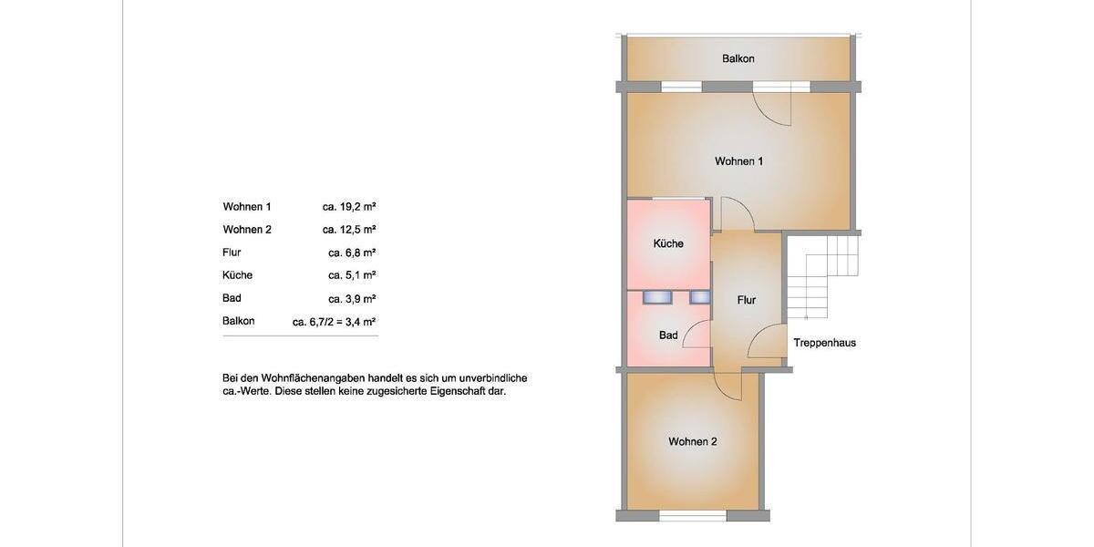 Etagenwohnung Frankfurt (Oder) Booßen - 2 Zimmer, 51 m&sup2;, 333&euro; | Angebot:25797746