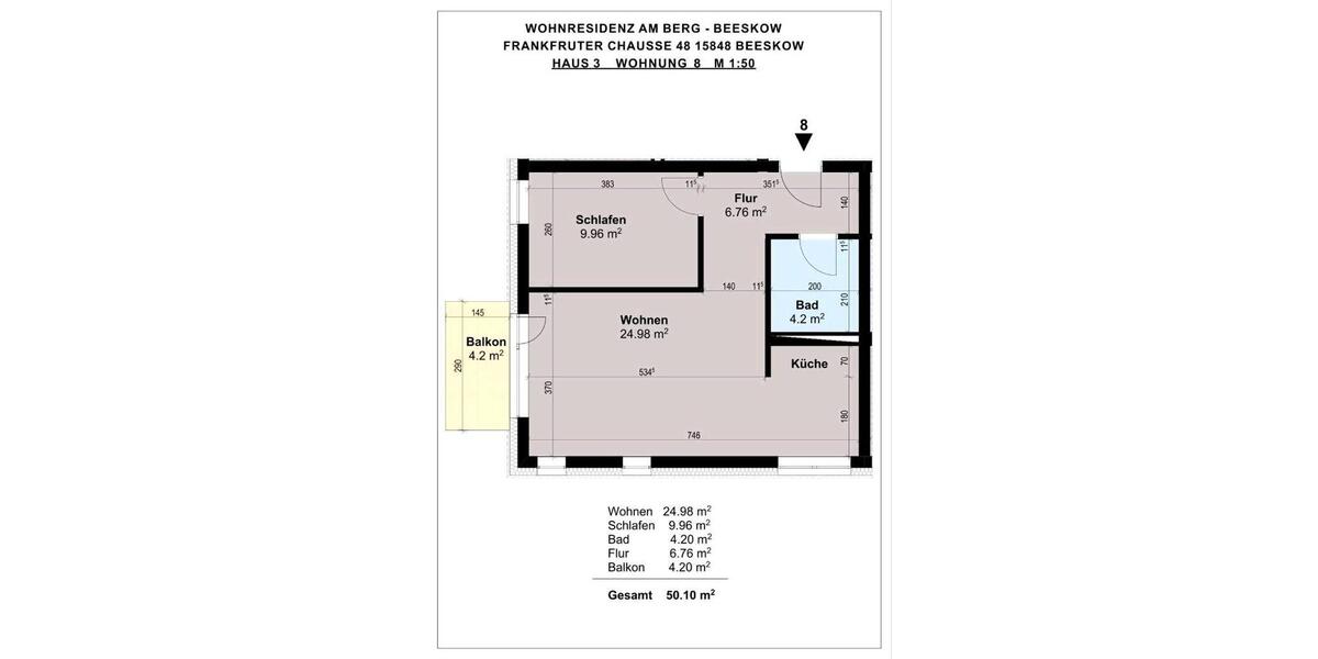 Etagenwohnung Beeskow - 2 Zimmer, 51 m&sup2;, 816&euro; | Angebot:26045426