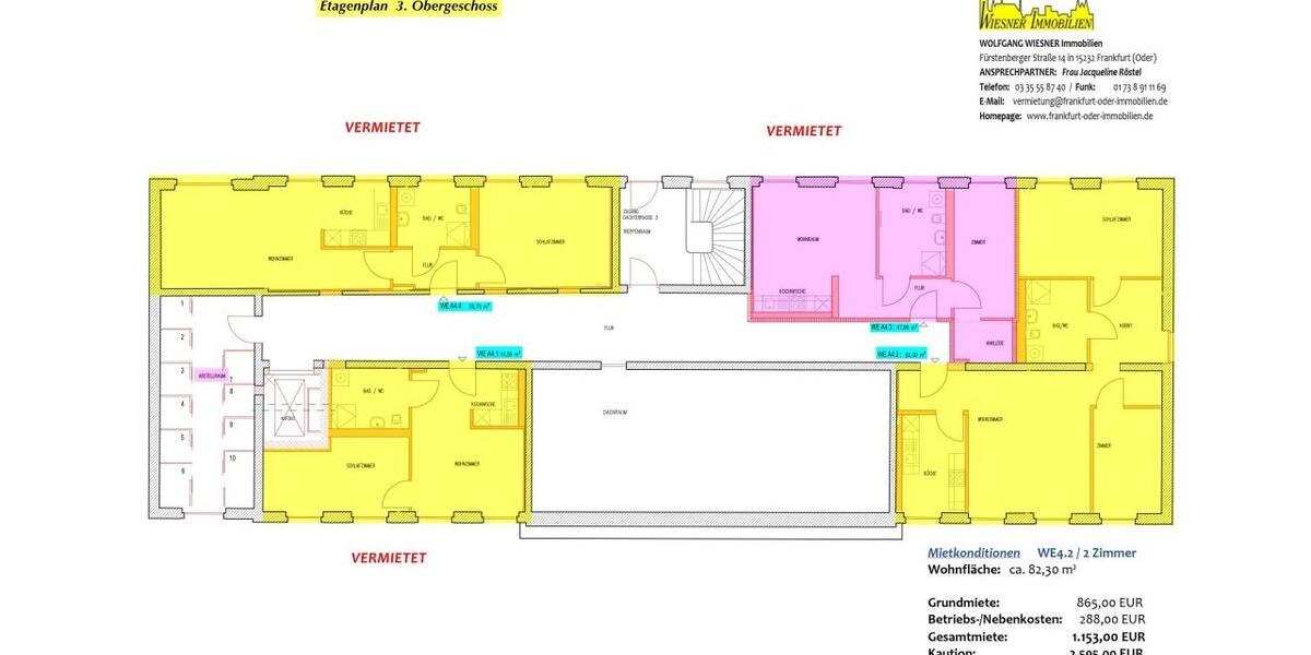 Etagenwohnung Frankfurt (Oder) Booßen - 3 Zimmer, 82 m&sup2;, 865&euro; | Angebot:25547996