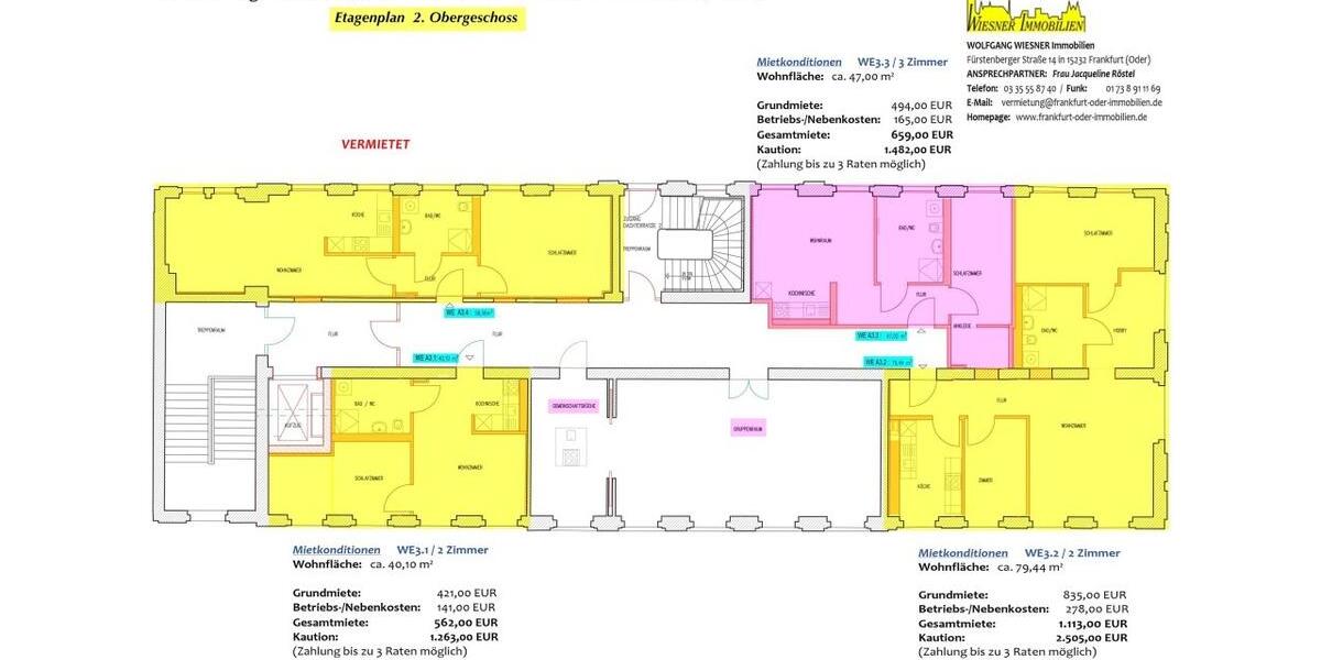 Etagenwohnung Frankfurt (Oder) Booßen - 3 Zimmer, 82 m&sup2;, 865&euro; | Angebot:25547996