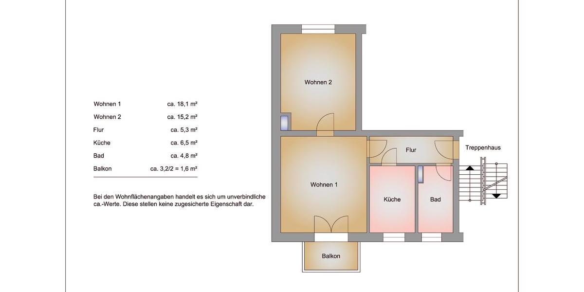 Etagenwohnung Frankfurt (Oder) - 2 Zimmer, 50 m&sup2;, 340&euro; | Angebot:26235653