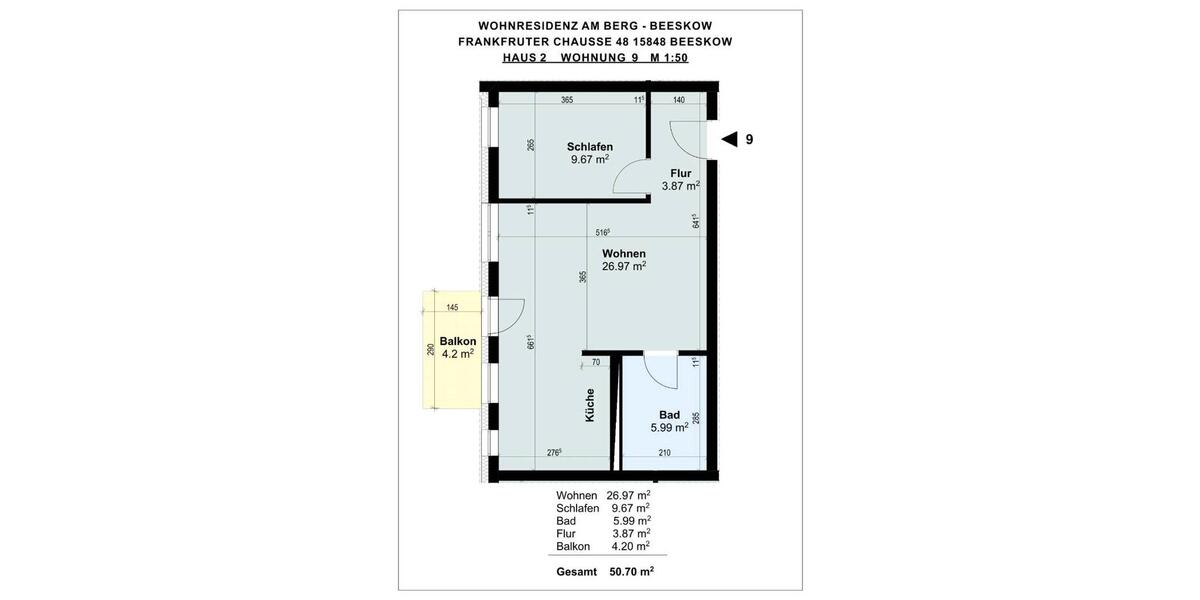 Etagenwohnung Beeskow - 2 Zimmer, 51 m&sup2;, 816&euro; | Angebot:25904774