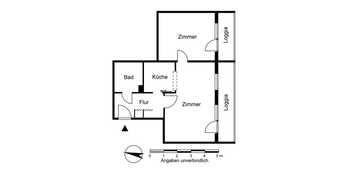 Etagenwohnung Frankfurt (Oder) - 2 Zimmer, 54 m&sup2;, 352&euro; | Angebot:25414725