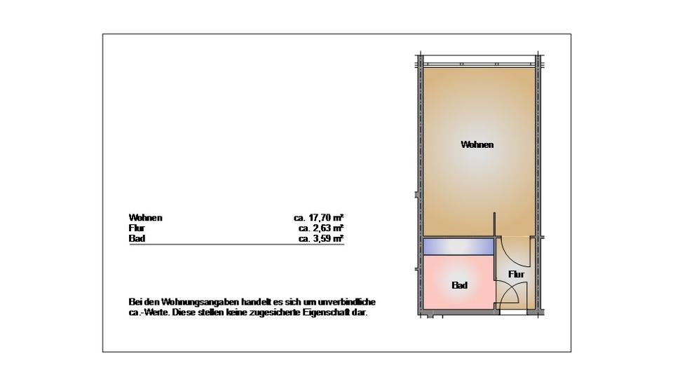 Etagenwohnung Frankfurt (Oder) Booßen - 1 Zimmer, 24 m&sup2;, 255&euro; | Angebot:26278678