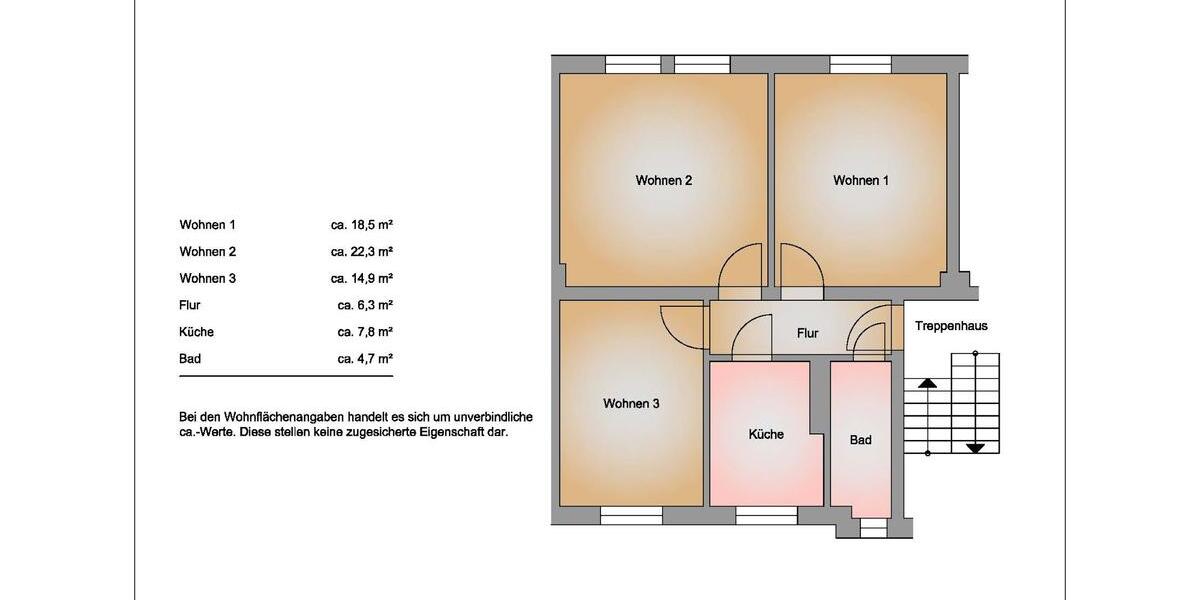 Etagenwohnung Frankfurt (Oder) Booßen - 3 Zimmer, 73 m&sup2;, 550&euro; | Angebot:26441168