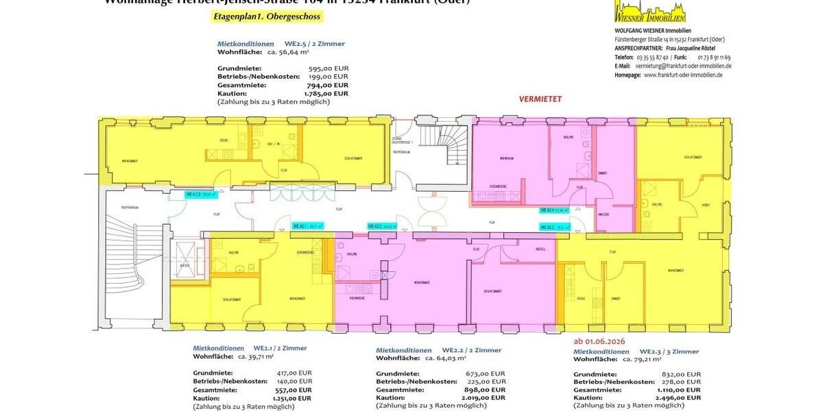 Etagenwohnung Frankfurt (Oder) Booßen - 3 Zimmer, 82 m&sup2;, 865&euro; | Angebot:25547996
